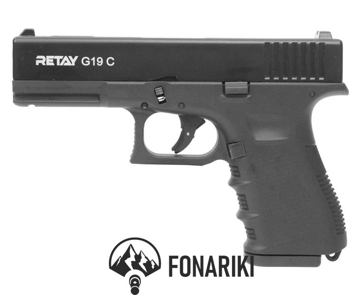 Пистолет стартовый Retay G 19C 14-зарядный калибр 9 мм. Цвет - black