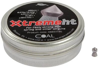 Пульки пневматические Coal Xtreme HT. Кал. 4.5 мм. Вес - 0.675 г. 400 шт/уп