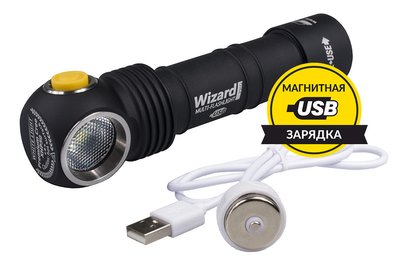 Налобный фонарь Armytek Wizard Pro v3 Magnet USB + 18650 3200 mAh / XHP50 (Warm)
