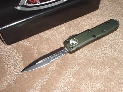 Нож Microtech UTX-85 Combo Edge Black Blade. Ц: od green