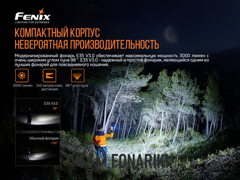 Фонарь ручной Fenix E35 V3.0 (3000 люмен)