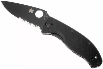 Нож Spyderco Tenacious Black полусеррейтор