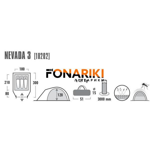 Намет тримісний High Peak Nevada 3 Dark Grey/Red (10202)