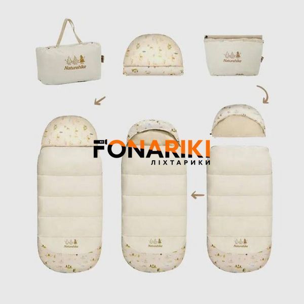 Дитячий спальник літній-рання весна з капюшоном Naturehike B180 CNH22SD001 бежевий