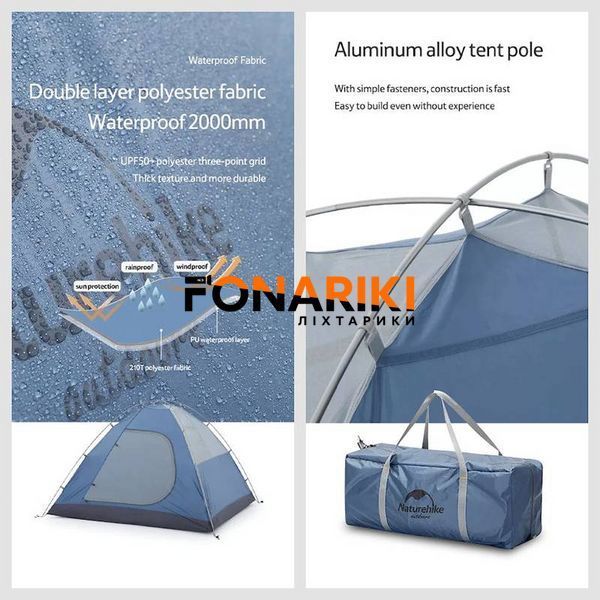 Намет кемпінговий 4-містний Naturehike NH21ZP015, темно-зелений
