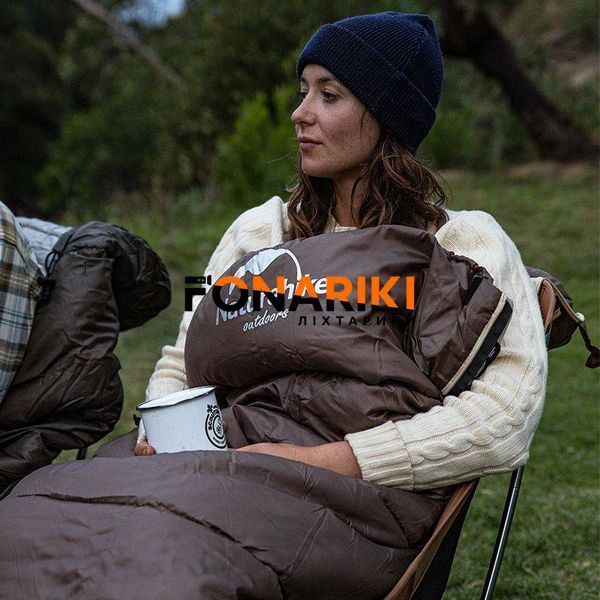 Спальний мішок демісезон-зима з капюшоном Naturehike U250S NH20MSD07, (0&deg;C), лівий, коричневий