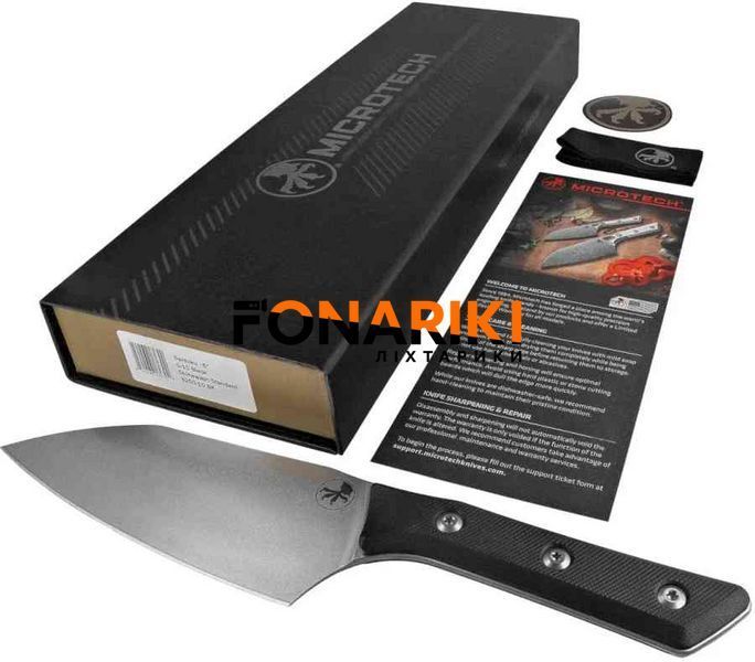 Нож кухонный Microtech Santoku Knife Stonewash G-10 Black