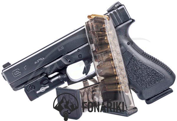 Магазин ETS для Glock 9 мм Емкость - 17 патронов Прозрачный