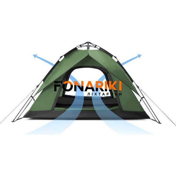 Намет чотиримісний автоматичний Naturehike NH21ZP008, темно-зелений (саморозкладний)