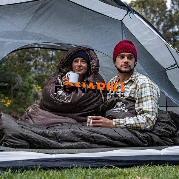 Спальник з капюшоном зима-осінь Naturehike U250S NH20MSD07, (0&deg;C), правий, коричневий