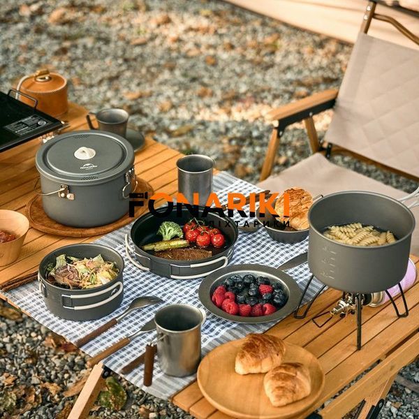 Набор посуды (2 кастрюли, котелок, сковородка) Naturehike CNH22CJ002, алюминий