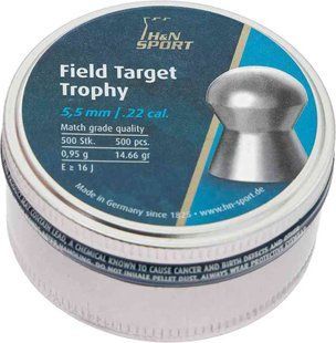 Кулі пневматичні H&N Field Target Trophy. Кал. 5.53 мм. Вага - 0.96 г. 500 шт/уп
