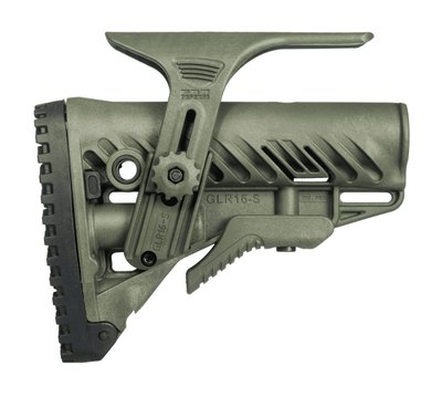 Приклад FAB Defense GLR-16 CP з регульованою щокою для AR15/M16. Колір - оливковий