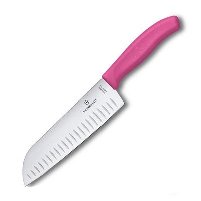 Нож кухонный Victorinox SwissClassic Santoku 17 см в блистере розовый (Vx68526.17L5B)