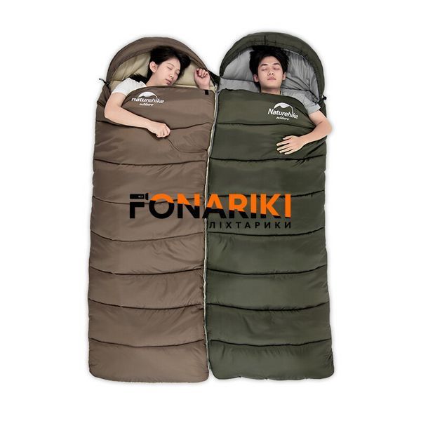 Спальник с капюшоном Naturehike U350 NH20MSD07 (1&deg;C) правый  зеленый