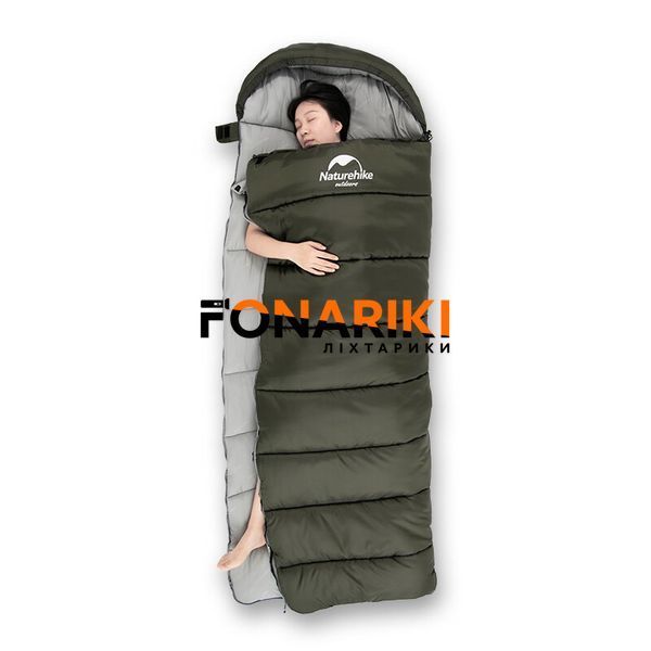 Спальник с капюшоном Naturehike U350 NH20MSD07 (1&deg;C) правый  зеленый