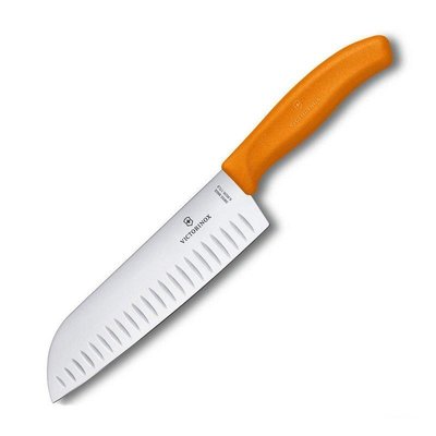 Нож кухонный Victorinox SwissClassic Santoku 17 см в блистере оранжевый (Vx68526.17L9B)
