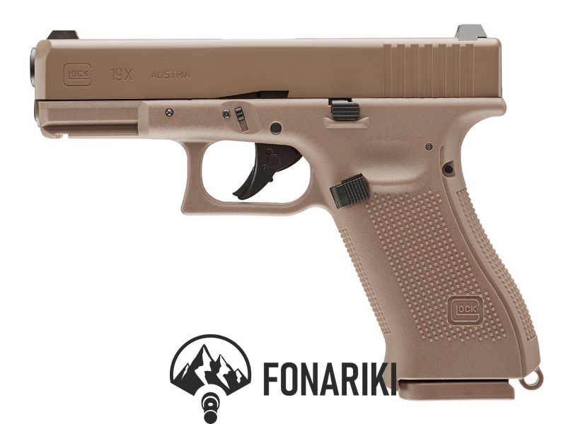 Пистолет пневматический Umarex Glock19X Tan Blowback кал. 4.5 мм ВВ