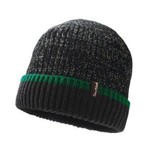 Шапка водонепроникна Dexshell Cuffed Beanie чорна з зеленою смугою L/XL