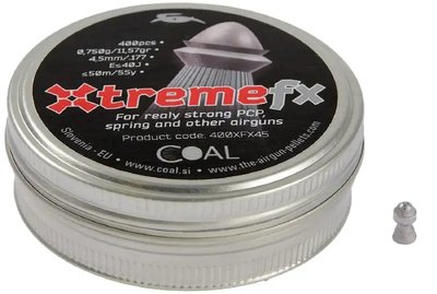 Кулі пневматичні Coal Xtreme FX. Кал. 4,5 мм. Вага - 0.75 г. 400 шт/уп