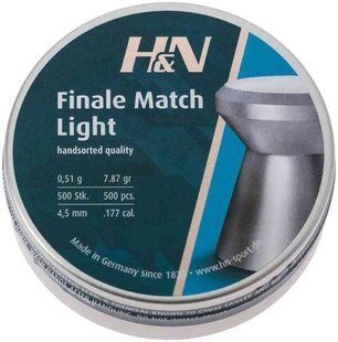 Кулі пневматичні H&N Finale Match Light. Кал. 4,5 мм. Вага - 0.51 г. 500 шт/уп