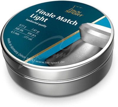 Кулі пневматичні H&N Finale Match Light. Кал. 4,5 мм. Вага - 0.51 г. 500 шт/уп
