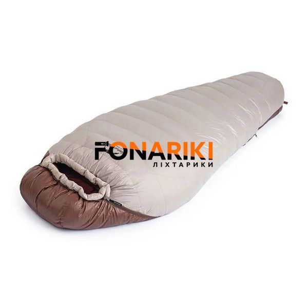 Спальник кокон с натуральным пухом демисезон Naturehike Snowbird NH20YD001 p-р L коричневый 380 г