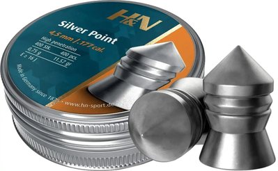 Кулі пневматичні H&N Silver Point кал. 4,5 мм. Вага - 0.75 г. 400 шт/уп