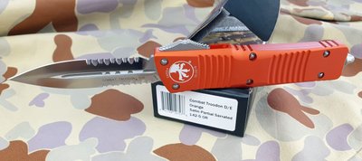 Нож Microtech Combat Troodon Double Edge Satin DS. Полусеррейтор. Цвет: orange