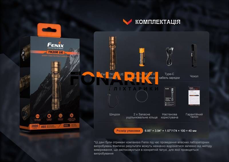 Фонарь тактический Fenix TK20R UE, темно-зеленый