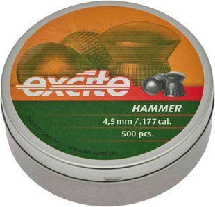 Кулі пневматичні H&N Excite Hammer. Кал. 4,5 мм. Вага - 0.51 г. 500 шт/уп