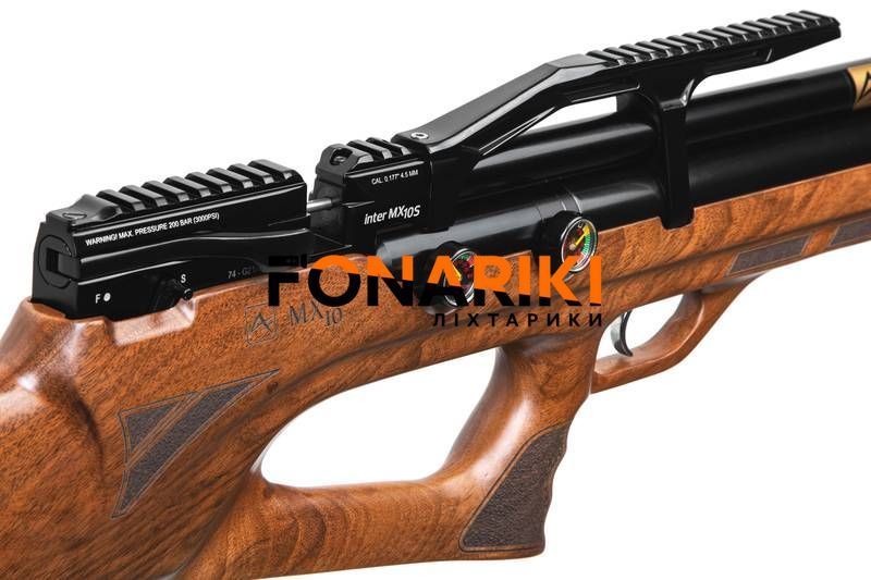 Пневматическая редукторная PCP винтовка Aselkon MX10-S Wood кал. 4.5 дерево