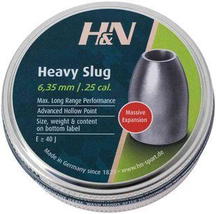 Кулі пневматичні H&N Slug HP Heavy кал. 6,35 мм. Вага - 2,72 г. 100 шт/уп