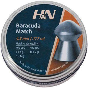 Пульки пневматические H&N Baracuda Match кал. 4.52 мм 0.69 г 400 шт/уп