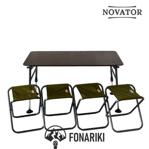 Комплект меблів для кемпінгу стіл і 4 стільця Novator SET-3 (120х65)