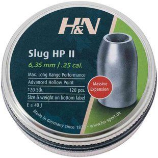 Кулі пневматичні H&N Slug HP II кал. 6,35 мм. Вага - 1,94 г. 120 шт/уп