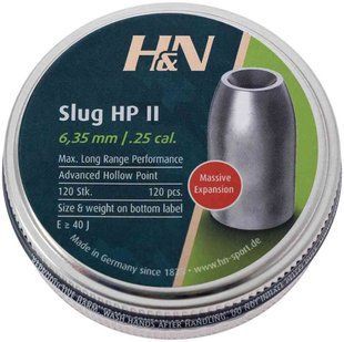 Кулі пневматичні H&N Slug HP II кал. 6,35 мм. Вага - 2,07 г. 120 шт/уп