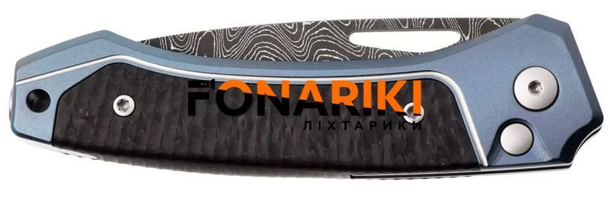 Ніж Lionsteel Twain Damascus Titanium Carbon Fiber Blue