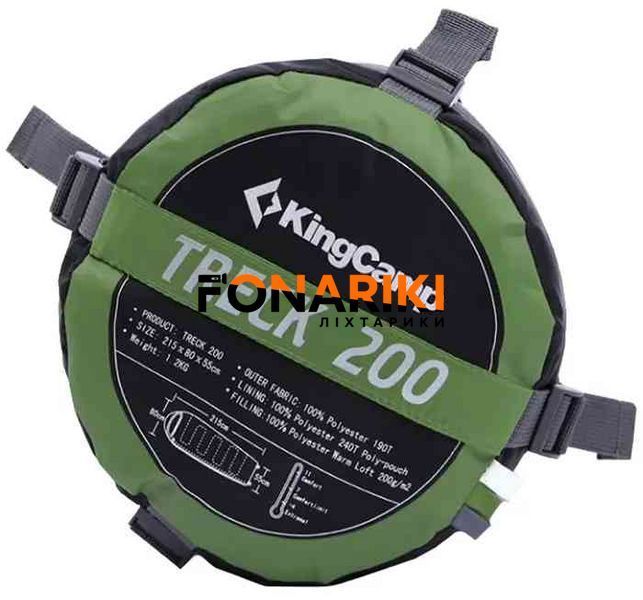 Спальний мішок KingCamp Treck 200 L Comf +11&deg;C / Lim +7&deg;C / Extr -4&deg;C Green