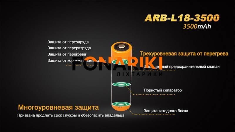 Акумулятор 18650 Fenix 3500 mAh Li-ion