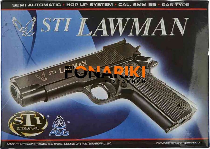 Пістолет страйкбольний ASG STI Lawman Green Gas кал.6 мм