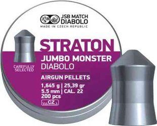 Кулі пневматичні JSB Diabolo Straton Jumbo Monster. Кал. 5.51 мм. Вага - 1.64 г. 200 шт/уп