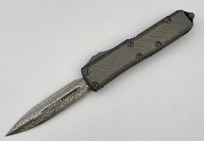 Нож Microtech UTX-85 Double Edge Damascus CF Signature Series