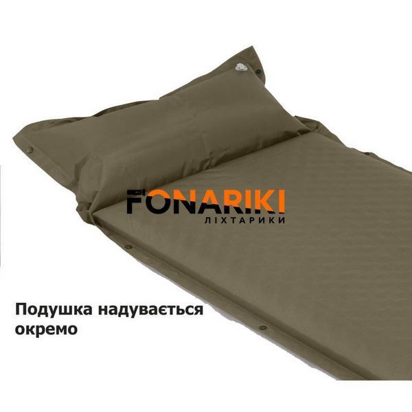 Коврик самонадувающийся одноместный с подушкой Naturehike CNK2300DZ014, 60мм, зеленый