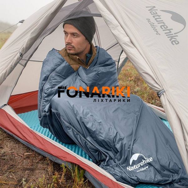 Спальний мішок літній надлегкий Naturehike Ultralight LW180 NH21MSD09 (15&deg;C) p-p XL сіро-синій (ковдра)
