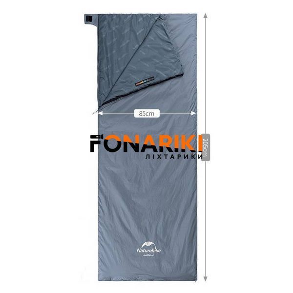 Спальний мішок літній надлегкий Naturehike Ultralight LW180 NH21MSD09 (15&deg;C) p-p XL сіро-синій (ковдра)