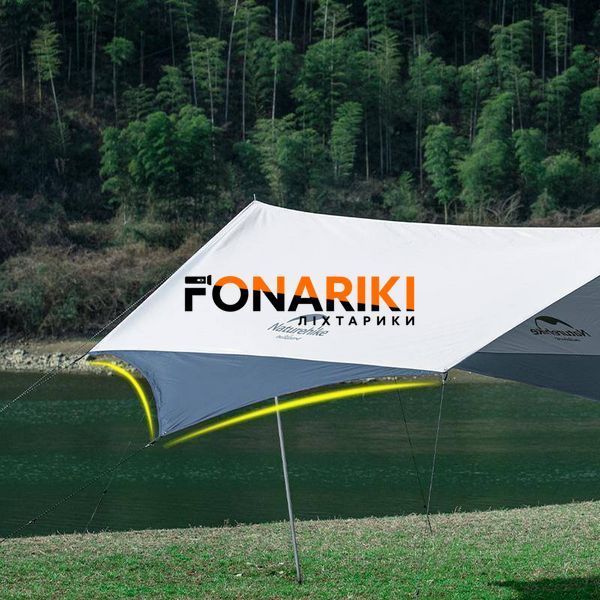 Тент для кемпінгу Naturehike Hexagon NH16T013-S, 150D / Silver Coated, 520*460 см, сіро-блакитний (з двома стійками)