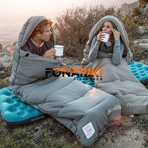 Спальний мішок з капюшоном Naturehike +6&deg;C M300 NH20MSD02, зелений, правий весна-осінь