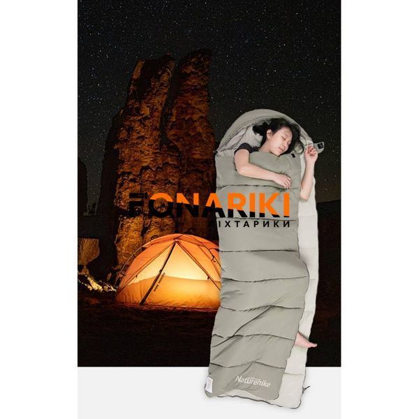 Спальний мішок з капюшоном Naturehike +6&deg;C M300 NH20MSD02, зелений, правий весна-осінь