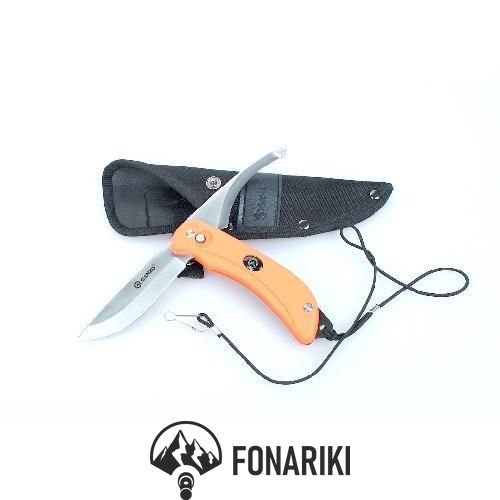 Нож складной Ganzo G802-OR с двойным лезвием оранжевый в коробке